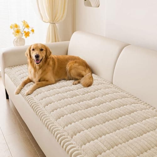 hyha Couch Covers for Dogs Washable, Non Slip Plush Dog Sofa Protectors, Fuzzy Pet Couch Covers for 3 Cushion Sofa Pet Friendly (Apricot, 27.6" x 82.7")