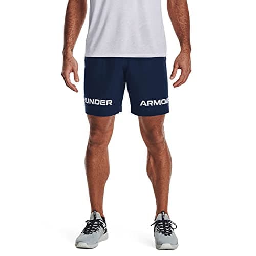 Under Armour Woven Graphic Wordmark Shorts, Academy Blue (408)/White, Small