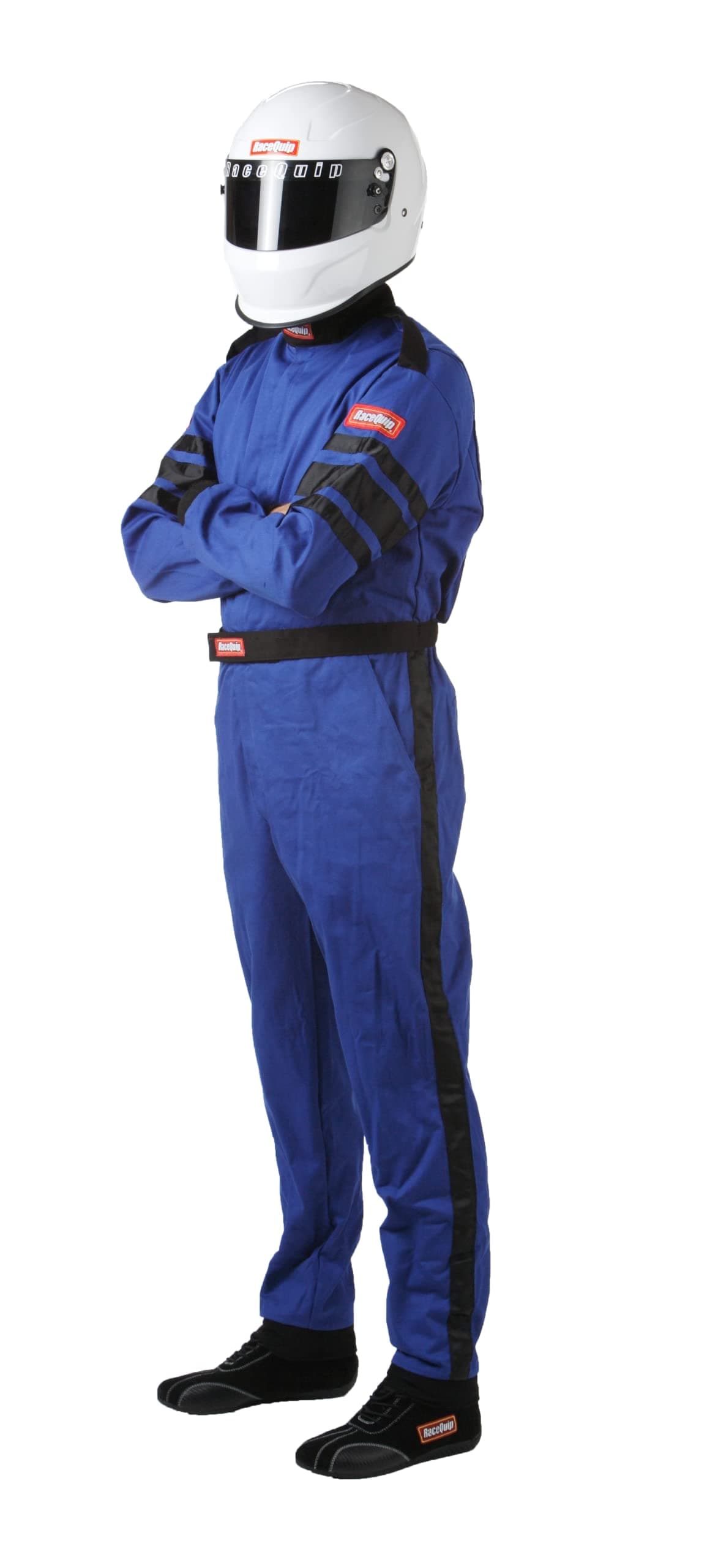 RaceQuip 110027RQP 110 Series 1-Pc Driving Suit SFI 3.2A/1 Blue/Black Stripe 2XL