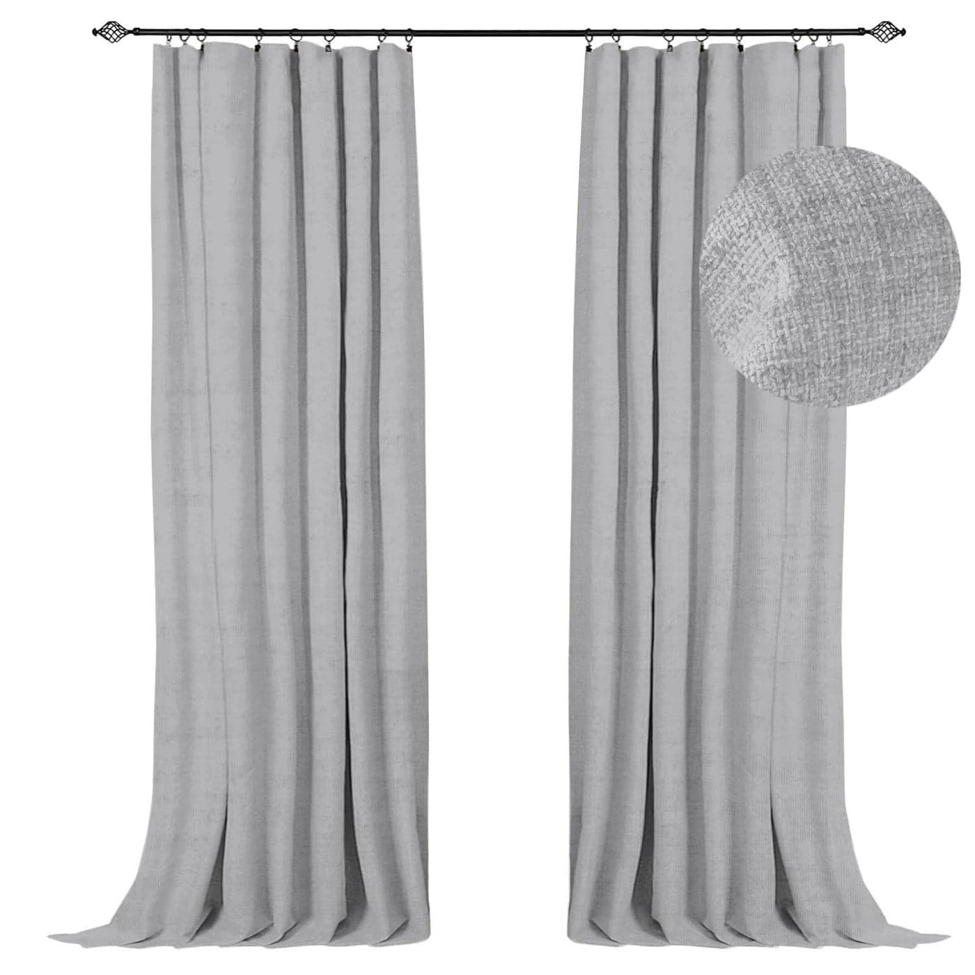 100 Blackout Shield Full Blackout Curtains for Bedroom 96 inch Length 2 Panels Set Clip RingsRod Pocket Faux Linen Black Out Curtains for Living Room Thermal Insulated 50Wx96L Grey