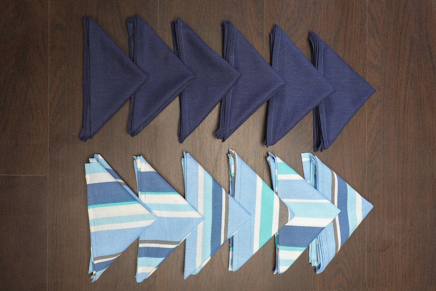 Dekor World Stripe Plain Printed Blue Napkin Set (Pack of 12)-Dinning and Table Range