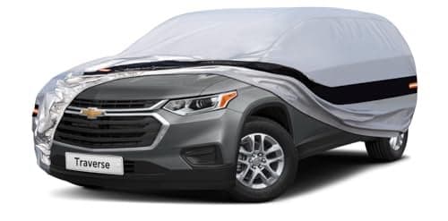 Holthly 10 Layers SUV Car Cover Custom Fit for Chevrolet Chevy Traverse (2009-2024) Waterproof All Weather for Automobiles, Outdoor Full Cover Rain Sun UV Protection.Silver