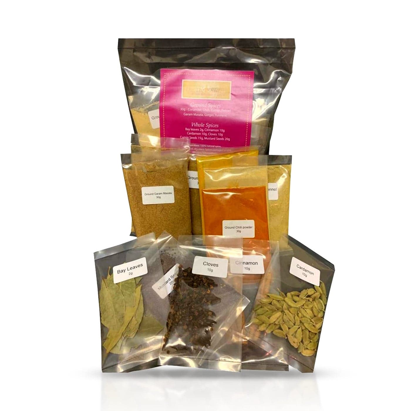 The Three Sisters Organic Indian Spices 13 Pc Set Natural Authentic and Traditional Flavors for Cookbook Recipes Turmeric Cumin Cardamom Garam Masala Coriander
