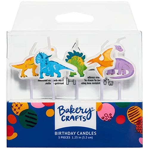 Bakery Crafts Dinosaur Shaped Birthday Cake Cupcake Candles - 5 pc