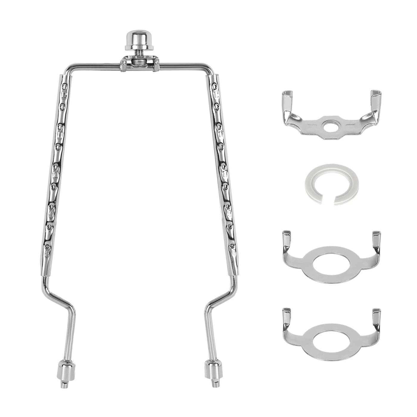 8 9 10 11 12 inch Lamp Shade Harp Holder ALUCSET Adjustable Lamp Harp Kit Fit Both Standard Lamp Rod and E14 E26 E27 Light Base UNO Fitter Adapter Converter Finial Set Lampshade Bracket