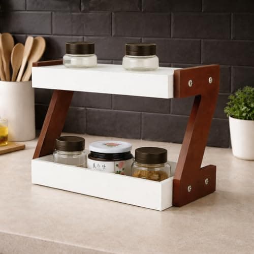 Kundi 2-Tier Storage Shelf for Spices & Oils – Countertop Organizer with Shelf (White)