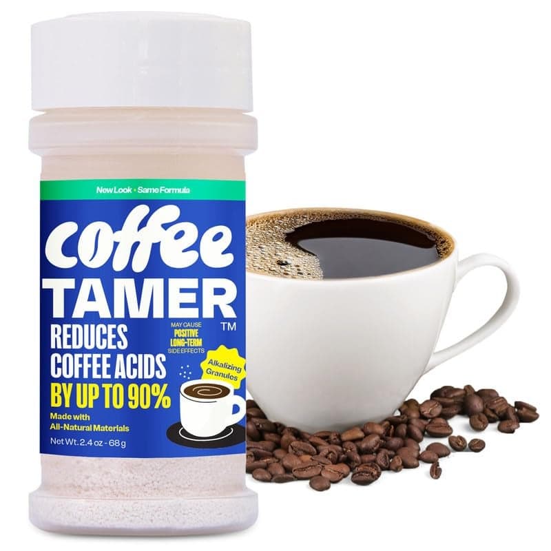 Coffee Tamer Coffee Acid Reducing Granules - Reduces Coffee Acids by up to 90% - All-Natural Minerals - Keto Friendy - Sugar Free, Calorie Free, Non-GMO, and Gluten Free - 2.4oz Shaker Bottle
