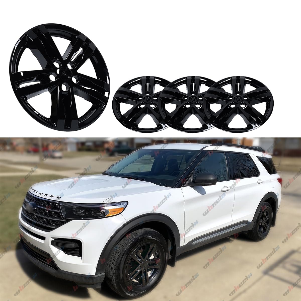 WheelX 18inch Hubcaps Wheel Skin Covers Compatible with 20202024 Ford Explorer XLT Durable ABS Plastic Rim Covers Set of 4 Fit for Standard Wheels Snap On Tire Cover Replacement