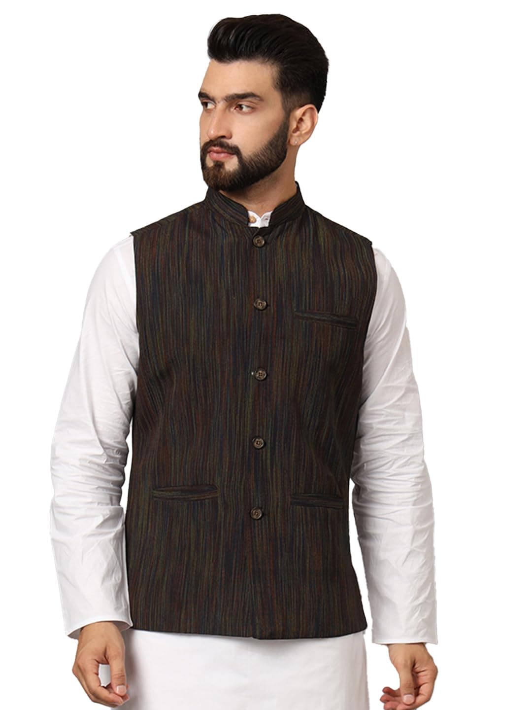 LATEST CHIKAN Men's Nehru Jacket/Waistcoat Sophisticated Ethnic Wear - SARRI-DJ-BK-46