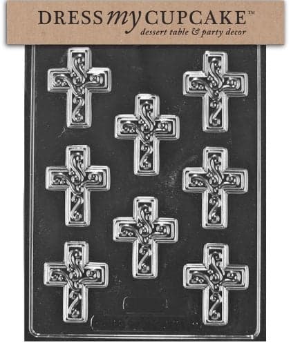 Dress My Cupcake Chocolate Candy Mold, Small Easter Cross with Swirl