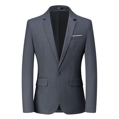 MYMRIN Mens Sport Coats and Blazers 5 Real Pockets Slim Fit Business Casual Men Suit Blazer One Button Travel Blazer Lightweight Suit Jacket(Grey,2XL)