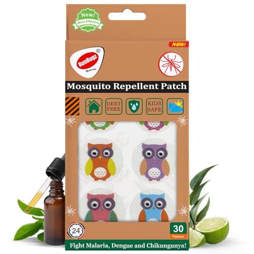 RunBugz Natural Mosquito Repellent Owl Patches for Babies & Kids | 24H Protection | Citronella & Lavender Oil | DEET-Free | Protection from Dengue & Malaria | 30 Patches (Pack of 1)