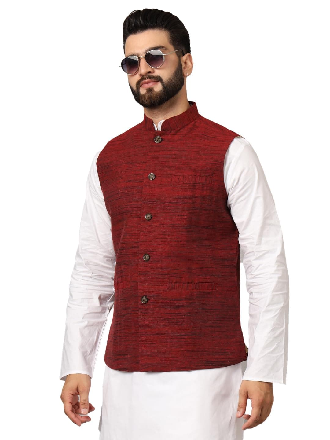 LATEST CHIKAN Men's Nehru Jacket/Waistcoat Sophisticated Ethnic Wear - SADRI-DK-M-44