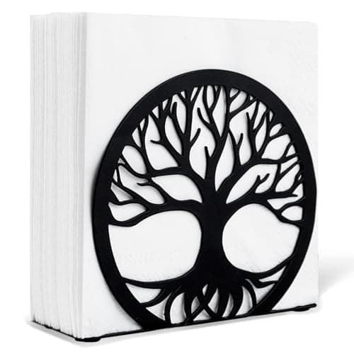 MSJGA Napkin Holder for Table, Standing Napkin Dispenser Outdoor Farmhouse Black Cocktail Napkin Holders for Kitchen Coffee Shop Dining Room (6"x 1.7"x 4.9")