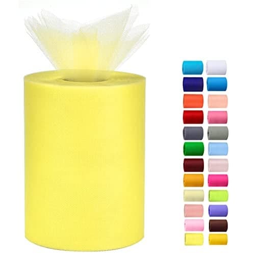 Tulle Rolls 6 by 100 Yards 300 feet Tulle Roll Spool Fabric for DIY Tutu Skirts Wedding Baby Shower Crafts Decorations Party SuppliesLemon Yellow