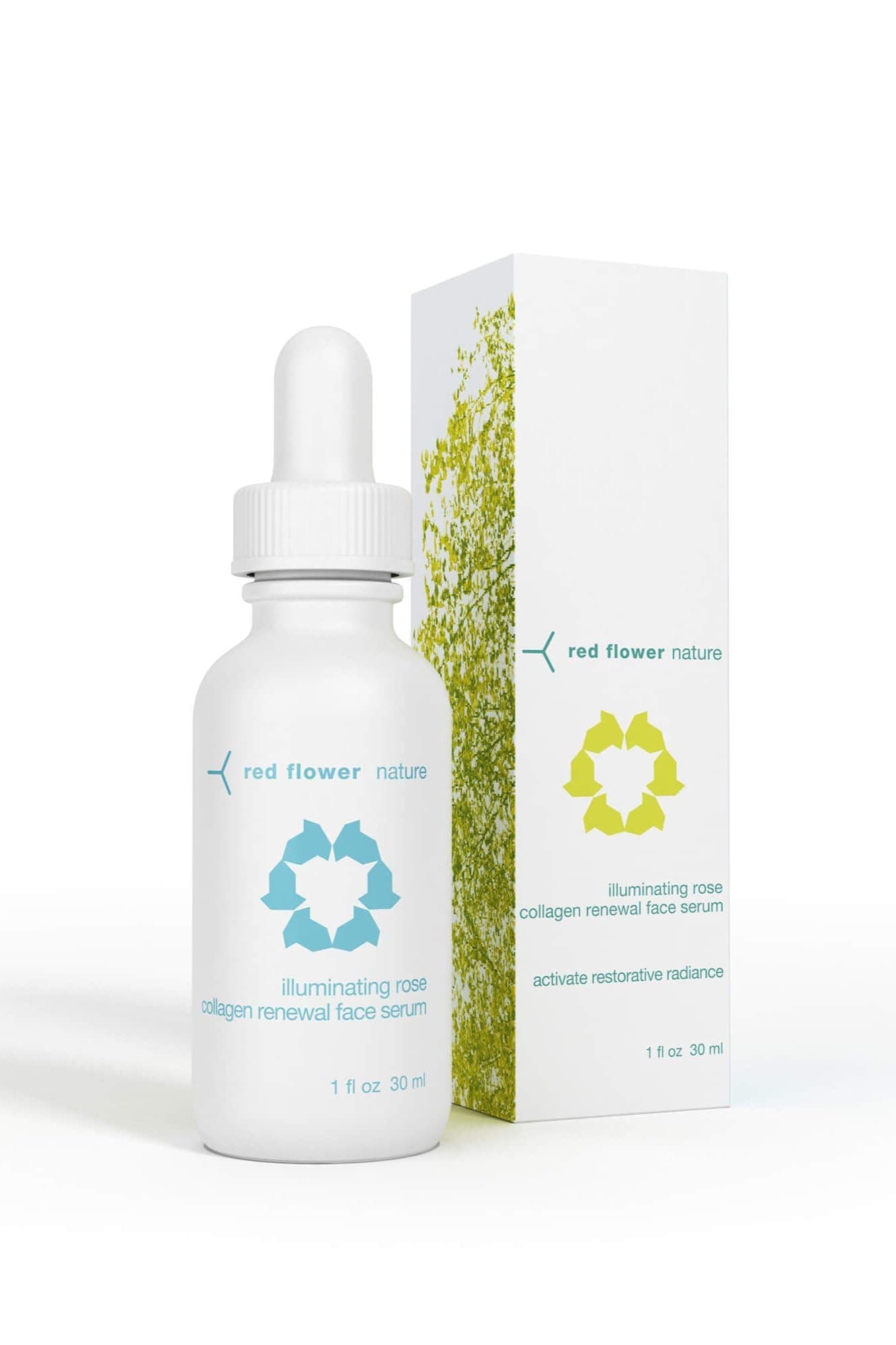 Red Flower Illuminating Rose Collagen Renewal Face Serum Whole Rose Essential Oil Cloudberry Raspberry Extract Hydrating Firming AntiAging Serum Vegan Organic Skincare 1 fl oz