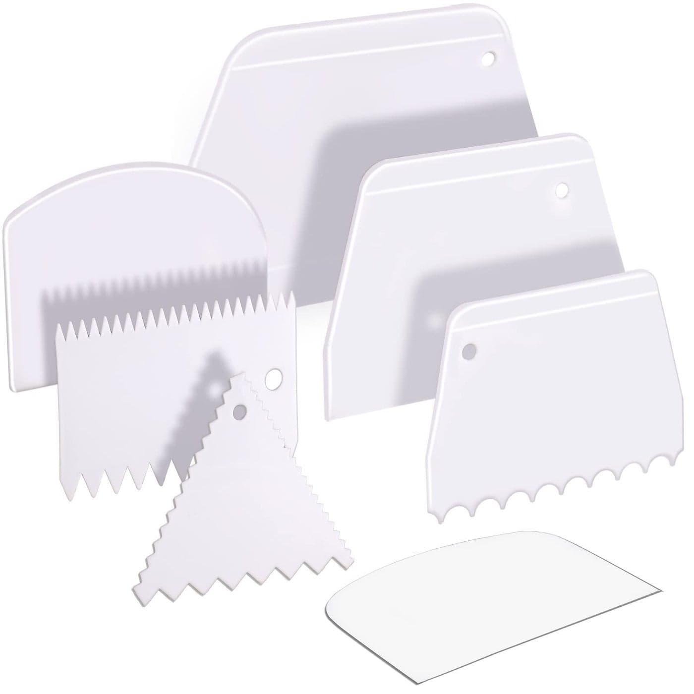 Teenitor Cake Scraper Cake Smoother 7 Pcs Dough Scraper Bowl Scraper Cake Cutter Cake Spatula Bench Scraper Kitchen Plastic Scraper Tool Cake Decorating Kit