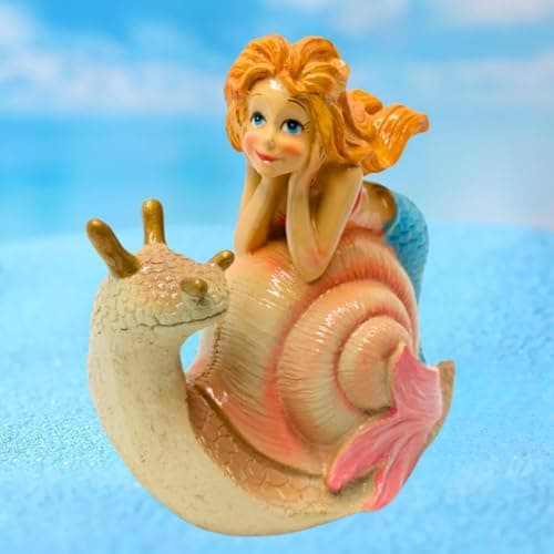 Mermaid Resin Toys Figurine Underwaterfor Aquarium Fish Tank Decoration and Home, Garden, Terrarium, Hideout Mermaid Decor Toys Decoration (Mermaid Snail)