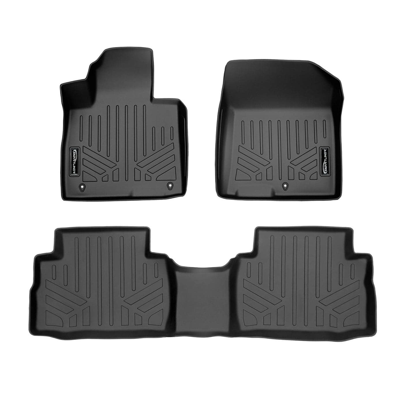 SMARTLINER Custom Fit All Weather Black 2 Row Floor Mat Liner Set for 2021-2023 Hyundai Santa Fe