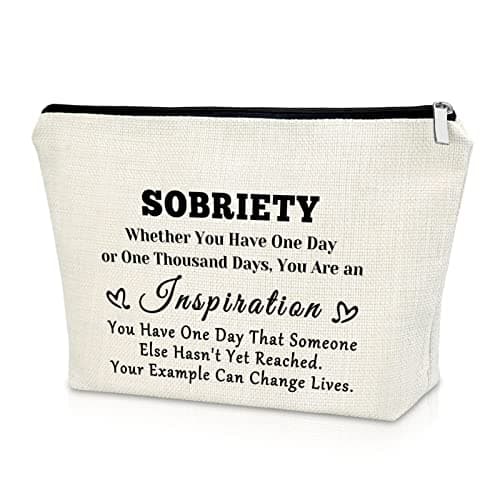 Sazuwu Sobriety Makeup Bag Recovery Gifts for Women Addiction AA Cosmetic Travel Pouch Encouragement Gifts for Daughter Friend