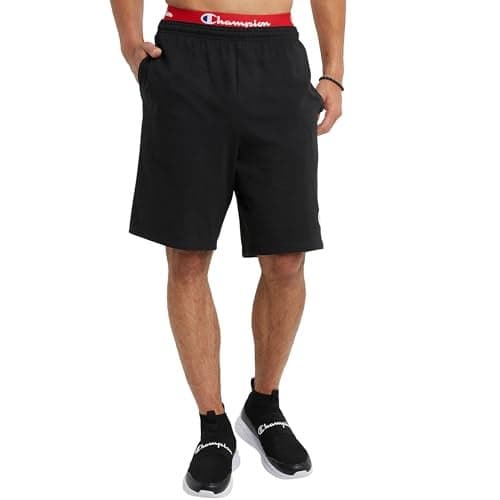 Champion Men's Graphic Powerblend Fleece Short, black, Medium
