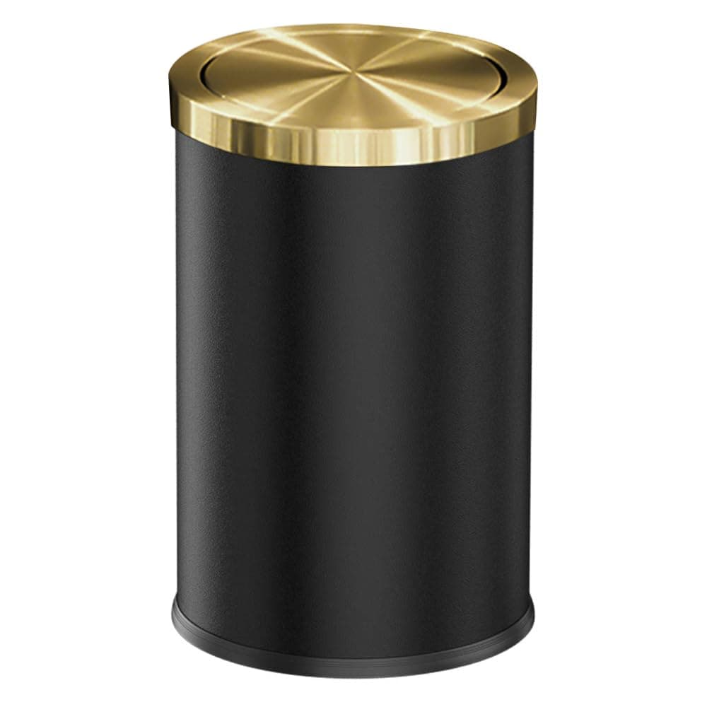 LEASYLIFE 9L24GAL Black Bathroom Trash CanGold Small Trash Can with LidGarbage cans for Bathroom HotelOfficeLundryPowder Room Metallic Gold