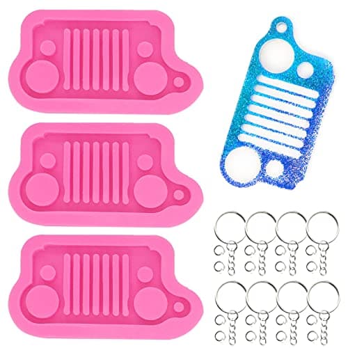 33PCS Epoxy Resin Molds Kit - 3PCS Car Light Stand Keychain Molds & Silicone Epoxy Casting Molds with Hole
