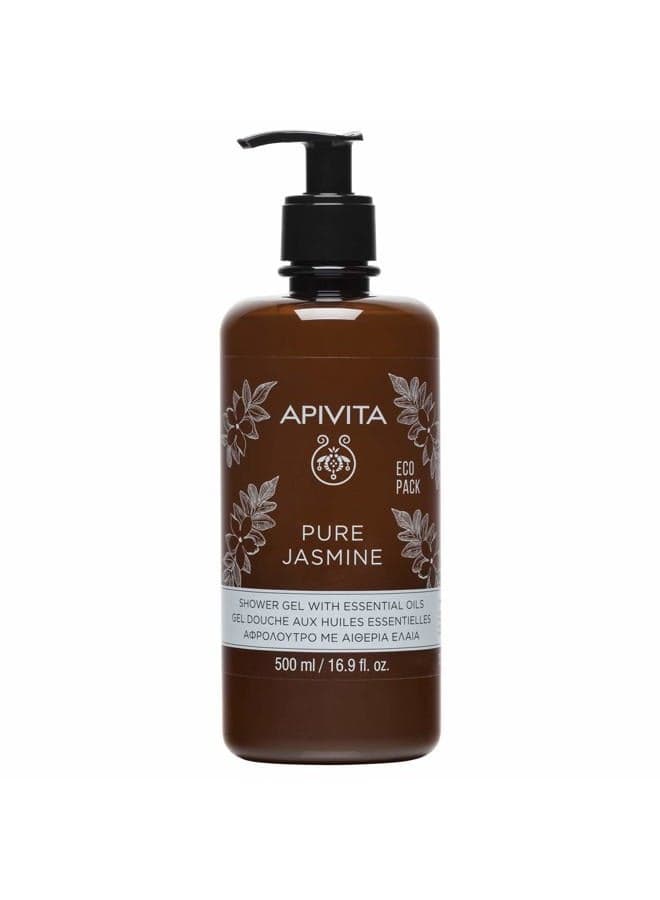 APIVITA Pure Jasmine Shower Gel | Gently Cleanses, Hydrates & Preserves Skin's Moisture with Jasmine & Propolis, 500 mL / 16.9 oz