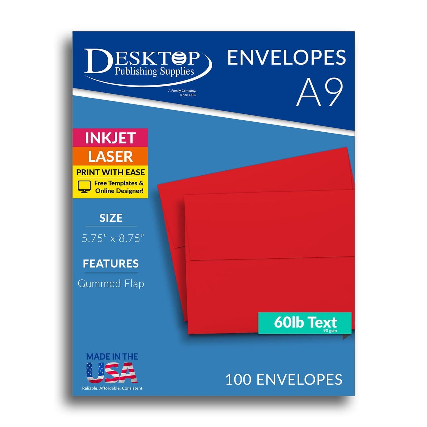 Red A9 Envelopes 5 34 x 8 34 100 envelopes Desktop Publishing Supplies Brand Envelopes