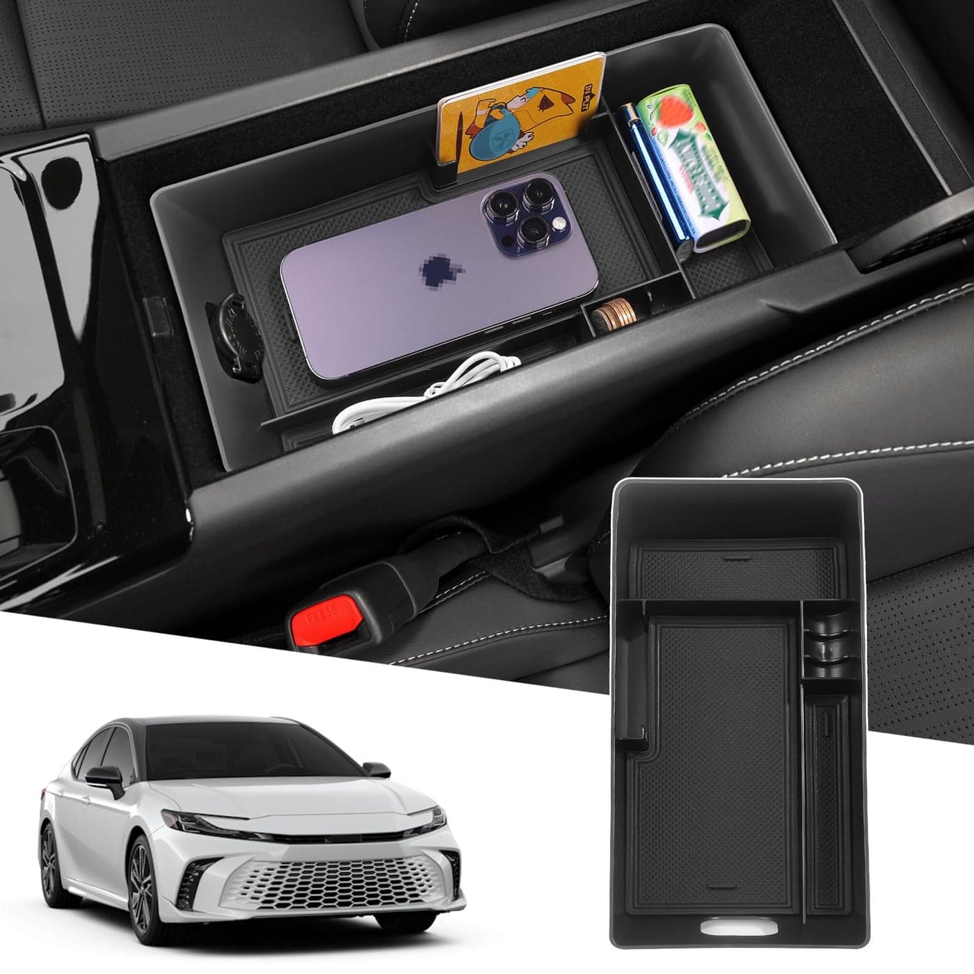 CKE Compatible with Toyota Camry 2025 2026 Accessories Car Armrest Box Center Console Organizer Armrest Cover Armrest Storage Box Insert Tray for 2026 2025 Camry LE SE XLE XSE