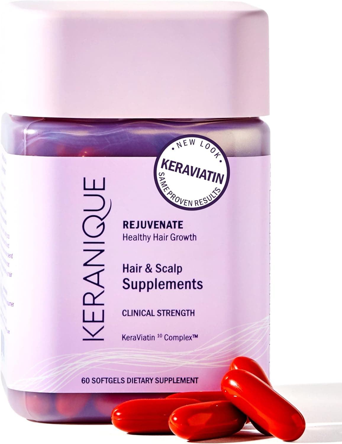 Keranique KeraViatin Hair Scalp Health Supplement Clinical Strength Biotin Vitamin B 120 Softgels60 Count Pack of 2