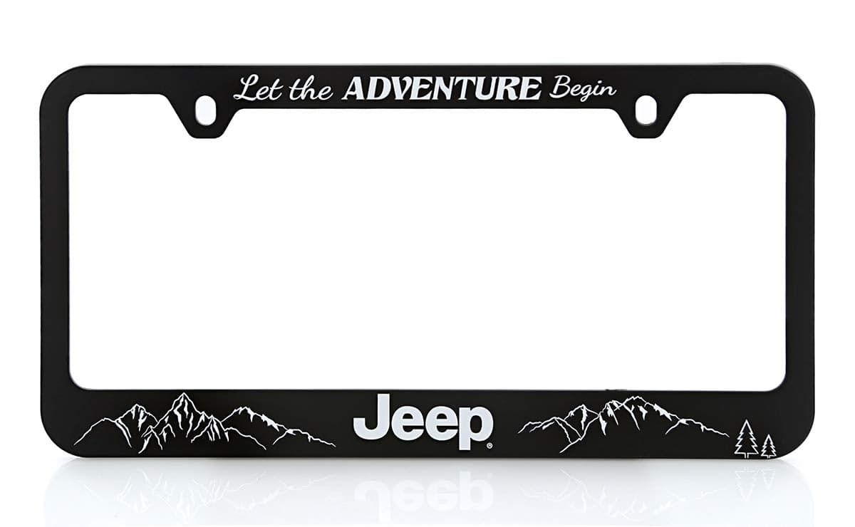 Jeep Black Plastic License Plate Frame Holder - Let The Adventure Begin