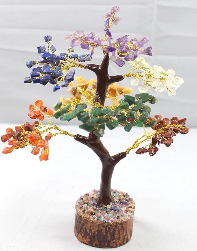 Jet International Crystal Bonsai Tree 7 Chakra Healing Gemstones 254 cm Height Feng Shui Home Decor