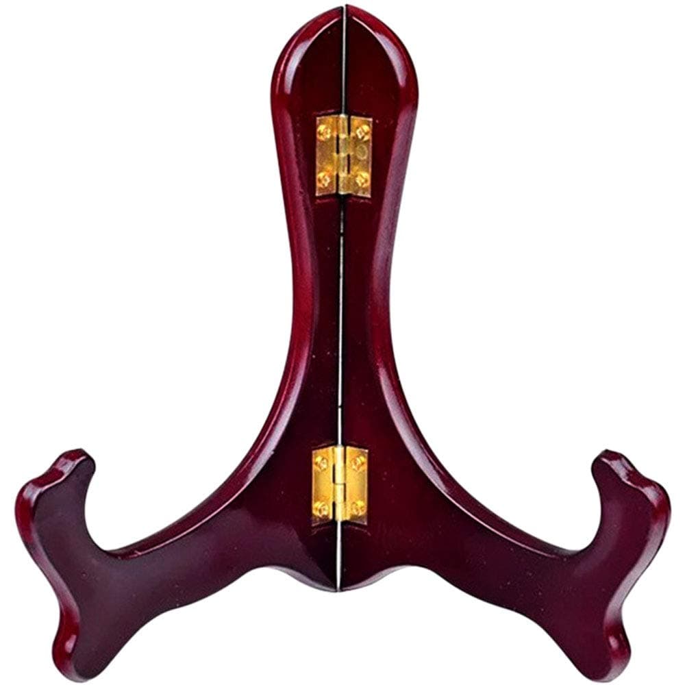 Onwon Wooden Easel Mahogany Finish Display Stand Plate Holder Picture Frame Folding Display Stand 7 inches