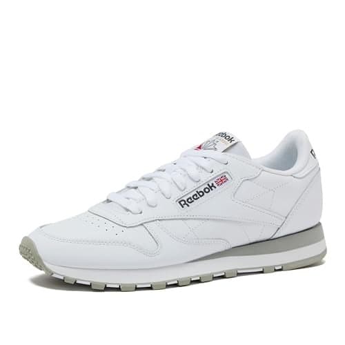 Reebok Classic Leather Sneakers for Men - Black or White Tennis Mens Shoes, Footwear White/Pure Grey3/Pure Grey, 5.5