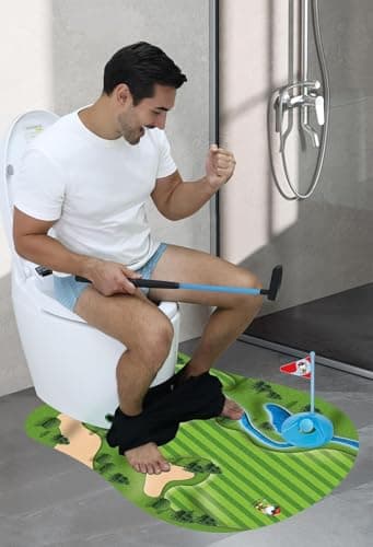 GOODLYSPORTS Glow in The Dark Toilet Golf Toilet Games Gag Gifts for Men Adults Golfers Husband Funny Golf Gift Gifts for Dad Who Wants Nothing Funny Fathers Day White Elephant Gift