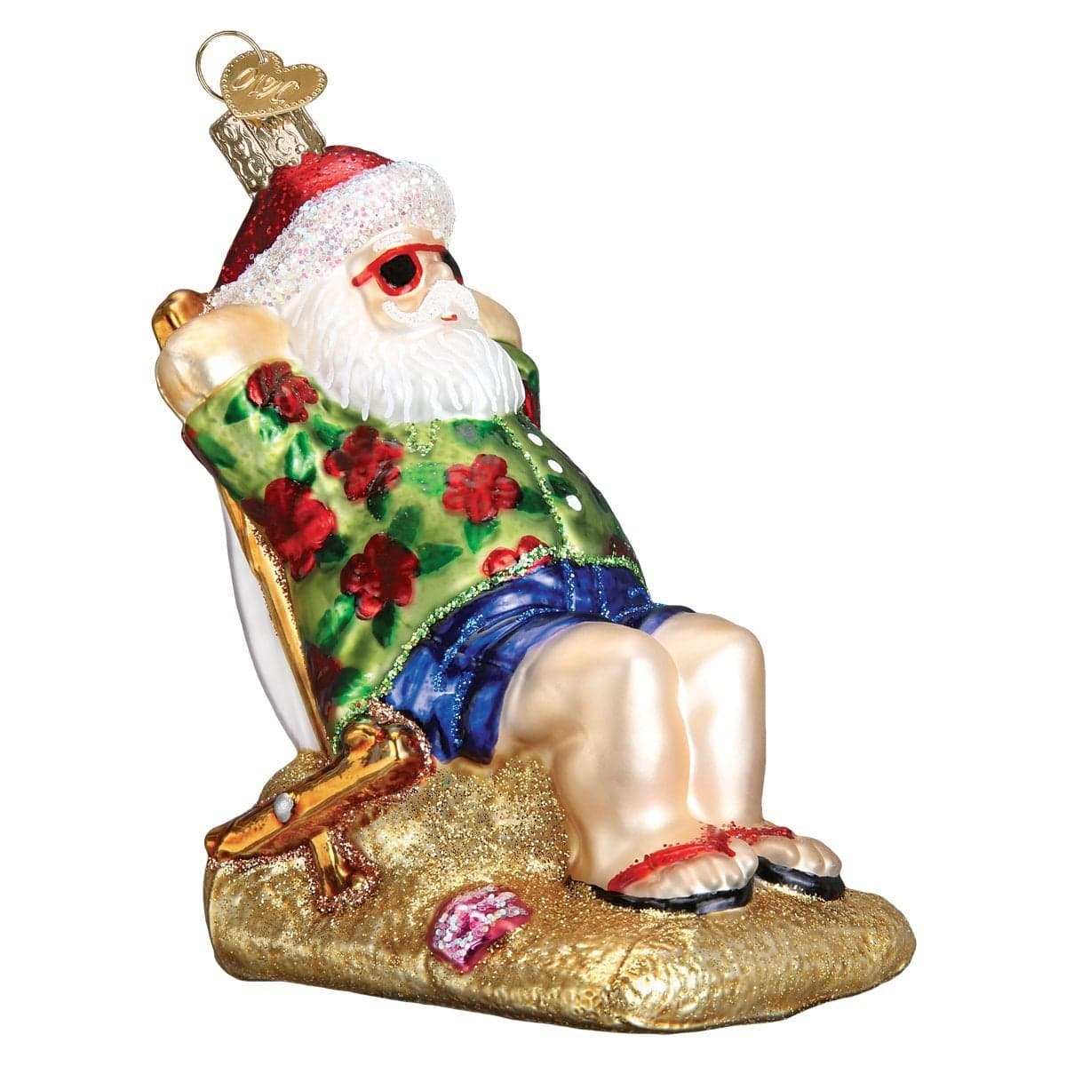 Old World Christmas Ornaments Sunning Santa Glass Blown Ornaments for Christmas Tree