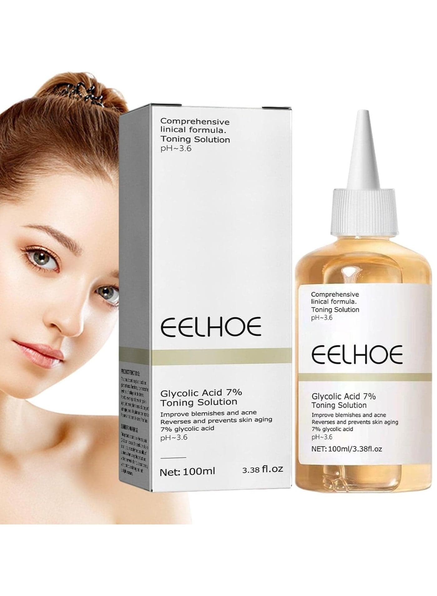 100ml/3.38fl.oz Face Toner Glycolic Acid Toner 7% Facial Astringent For Oily Problem & Pimple Prone Skin Face Wrinkles And Lines