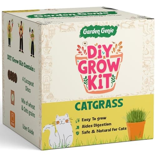 Garden Genie Cat Grass Seeds DIY Growing Kit for Pets | Grass Seeds for Indoor Cats with Wheat & Oat Seeds | Includes Cocopeat Blocks & Guide | Safe & Easy to Grow Kit for Home