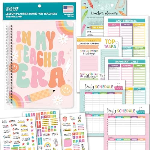 Hadley Designs Teacher Planner 20252026 Lesson Planner Book for Teachers Must Haves Undated Teacher Planners Lesson Plan Notebook Homeschooling Planners Teachers Appreciation Gifts