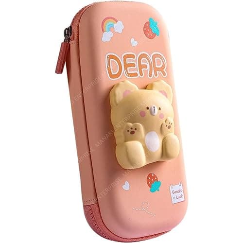 Rahasya Enterprise Pencil Case, Cute Cartoon Pencil Pouch 3D Embossed Design Novelty Pencil for Case Gift for Students Kids (Pudding Bear Small)