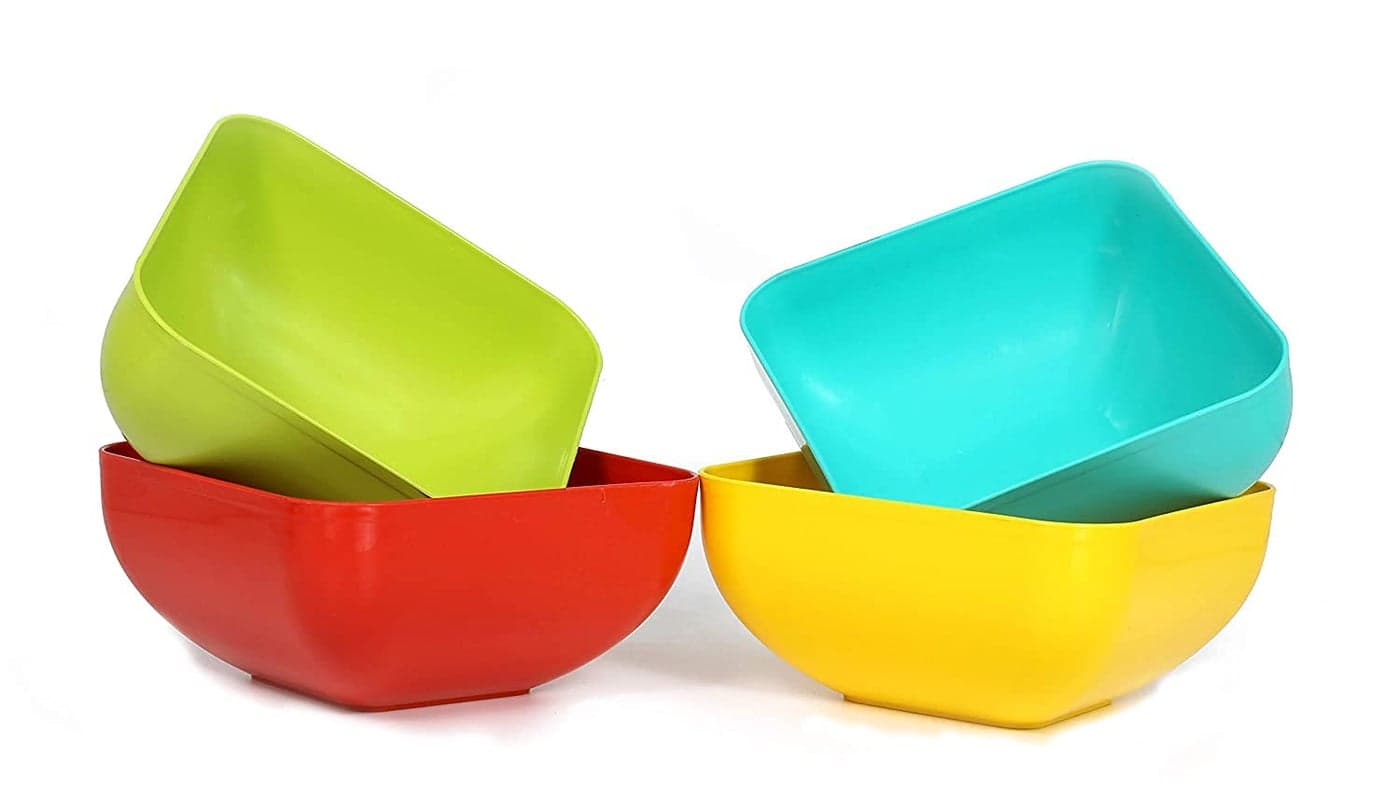 KIDINGTON Bowl Set of 4 Square Shape 500 ml Plastic Multicolour
