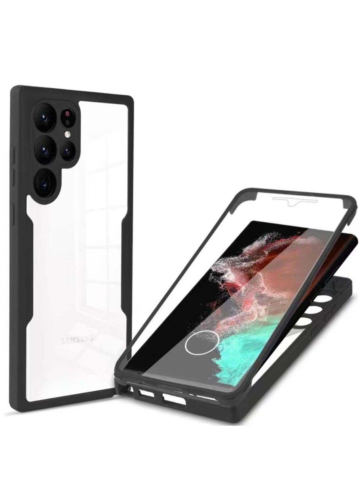 for Samsung Galaxy S24 Ultra Case, Ultra Thin Lightweight, Double-Sidedall-Inclusive Protection, Acrylic Clear Back Cover Samsung Galaxy S24 Ultra, Black