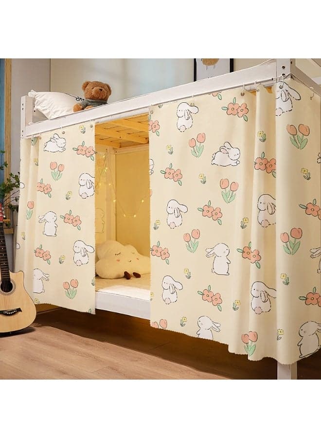 Private Bed Curtain, Single Bed Tent, Breathable And Dustproof Single Bed Blackout Curtain with Cute Pattern, Dormitory Family Bed Curtain