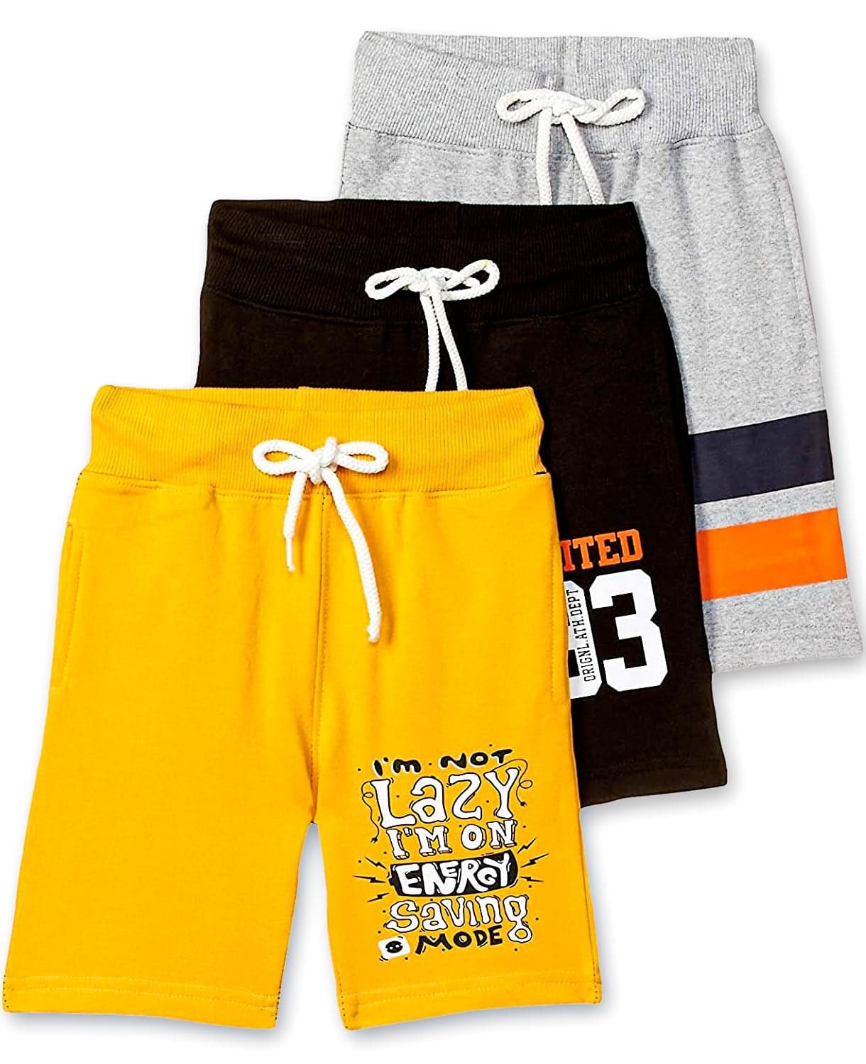 T2F Boys Cotton Printed Shorts with Two Side Pockets (Pack of 3), Assorted, 8-9 Years