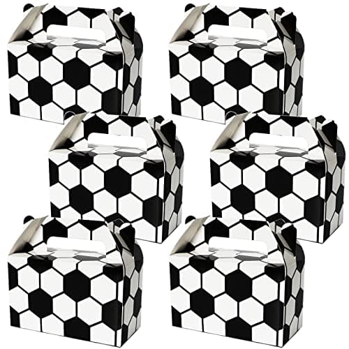 Tevxj 12 Pack Soccer Party Favor Boxes Soccer Treat Candy Snack Bags Party Favors Sports Football Team Goodies Gift Boxes for Boys Happy Birthday Baby Shower Decorations Supplies 6 x 3 x 35 Inches