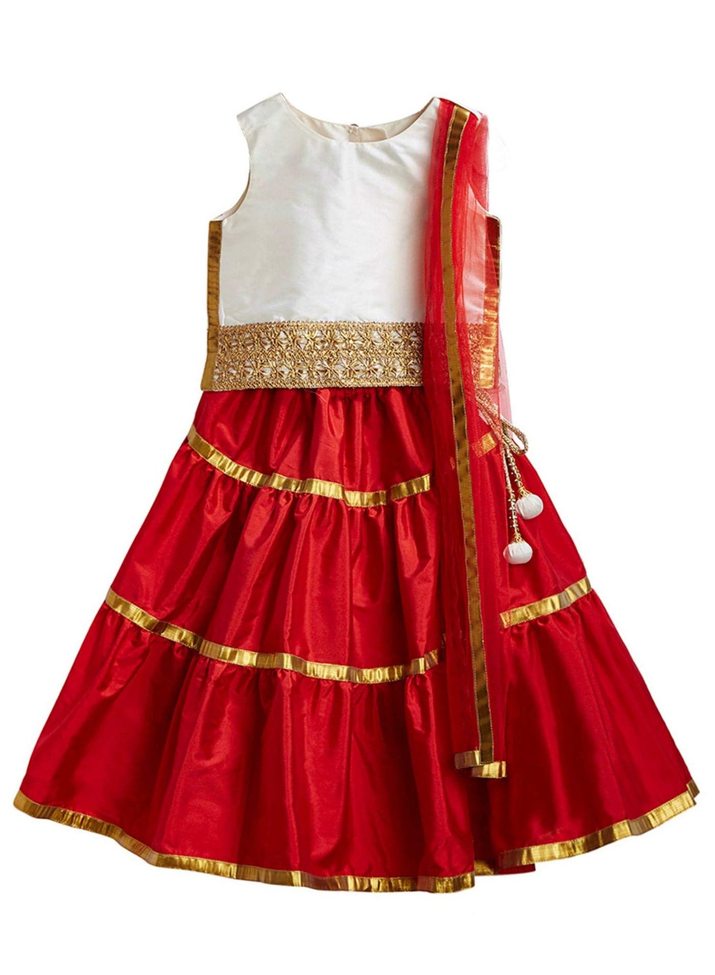 A.T.U.N Girl Polyester Readymade Lehenga Choli (GLHG GOT IVR_Ivory-Red_7-8 Years_Ivory-Red_7 Years-8 Years)