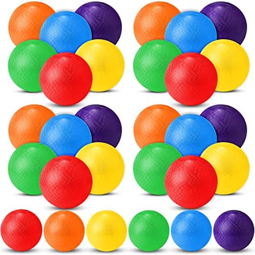 Macarrie 30 Pcs Playground Balls 6 Inches Dodgeball Kick Balls for Kids Adults Colorful Inflatable Balls Handballs Soccer Basketball Handball Games Camps Schools Outdoors Multicolored