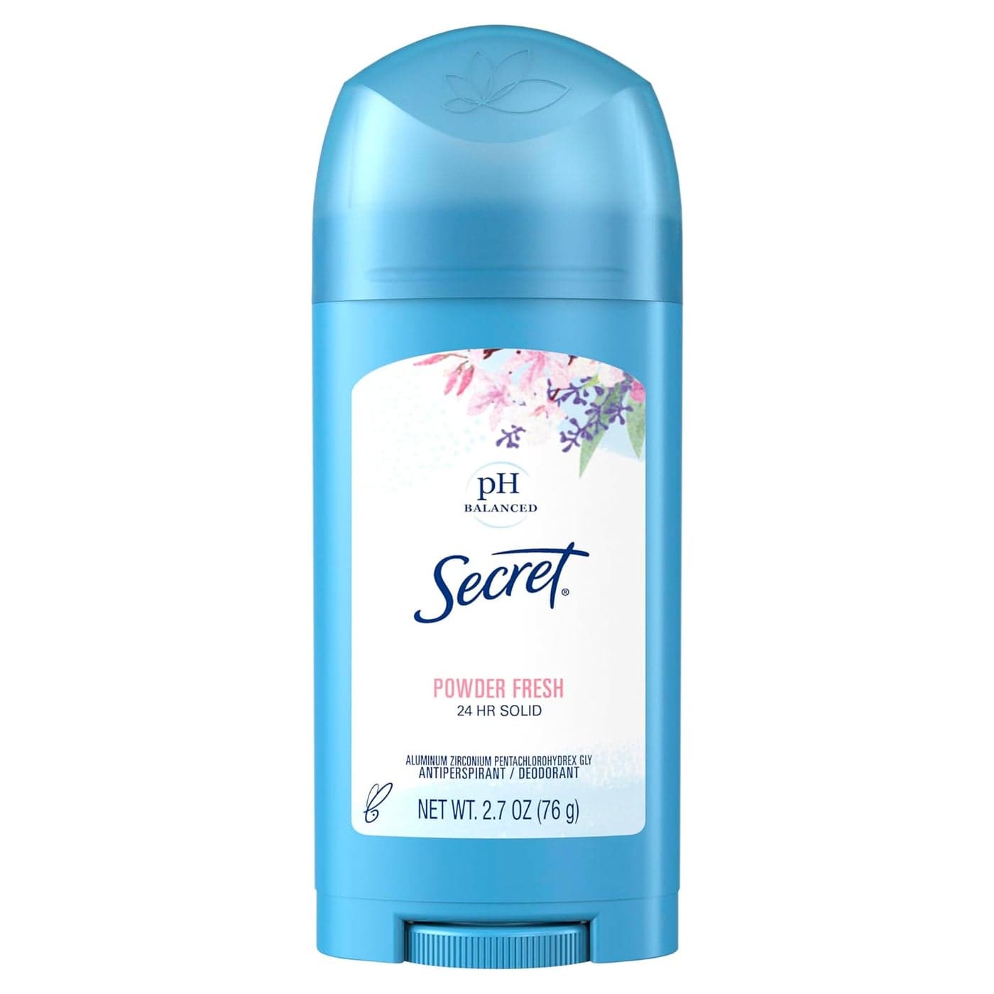Secret Antiperspirant and Deodorant for Women, 24hr Sweat & Odor Protection, PH Balanced Protection, Gentle on Skin, Wide Solid, Powder Fresh Scent, 2.7 oz