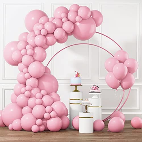 RUBFAC Light Pink Balloons Different Sizes 105pcs 5101218 Inch for Garland Arch Pastel Pink Latex Balloons for Birthday Wedding Baby Shower Gender Reveal Anniversary Pink Party Decorations